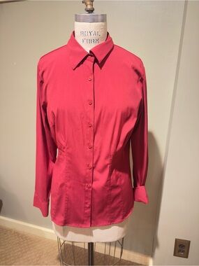 Red Women's Button-Up Shirt